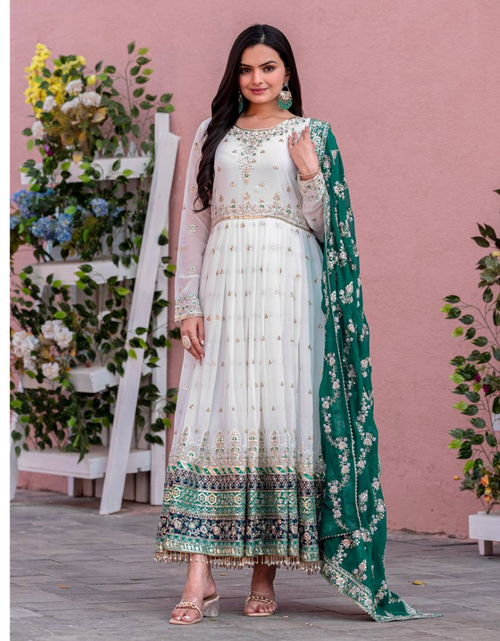 Load image into Gallery viewer, Party Wear Designer Embroidery Sequin Women Gown Dupatta Suit mahezon
