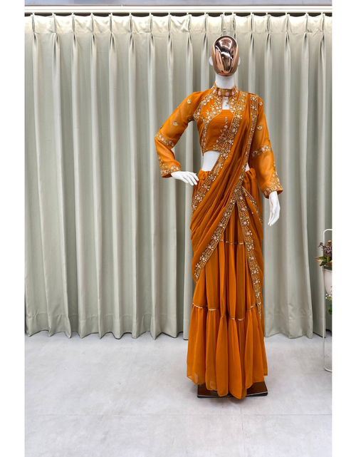 Load image into Gallery viewer, Party Wear Ready to wear Lehenga Saree mahezon
