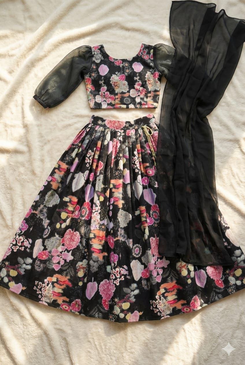 Stylish Readymade Girl Kids Lehenga Blouse Dupatta mahezon