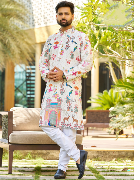 Party wear Ethnic Indian Traditional Men's Kurta Pajama mahezon