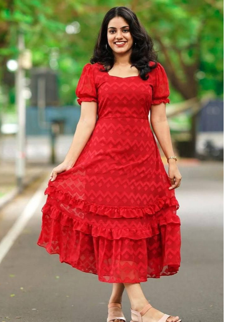 Load image into Gallery viewer, Party wear Women&#39;s Long Gown Frock Dress Red mahezon

