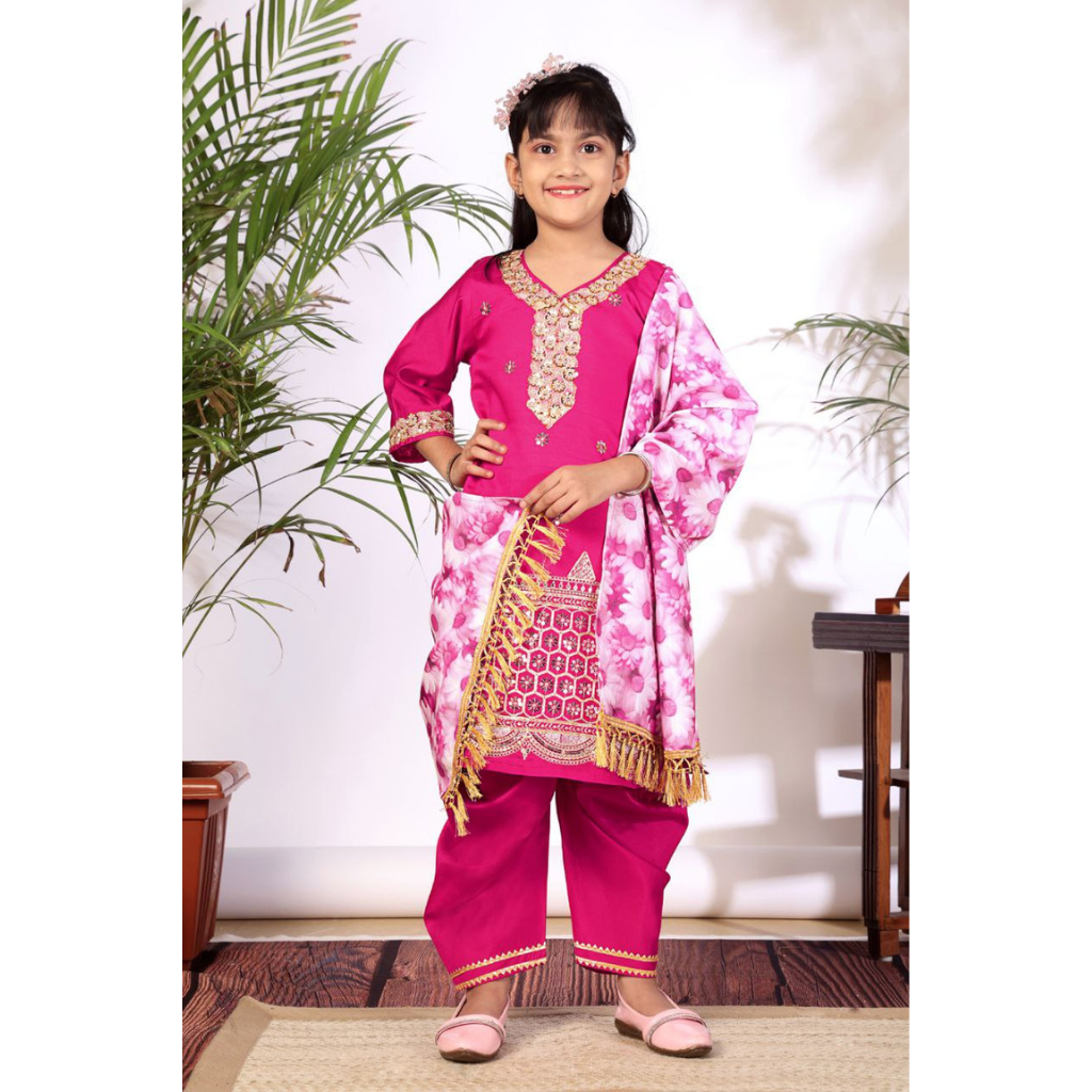 Designer Kid Girls Kurta Pant Dupatta Set mahezon