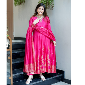 Festive Anarkali Women’s Kurti Pant Dupatta Suit mahezon