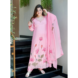 Festive Designer A Line Women’s Kurta Pant Dupatta Suit mahezon