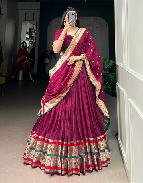 Load image into Gallery viewer, Festive Paithani Women’s Lehenga Blouse Dupatta mahezon
