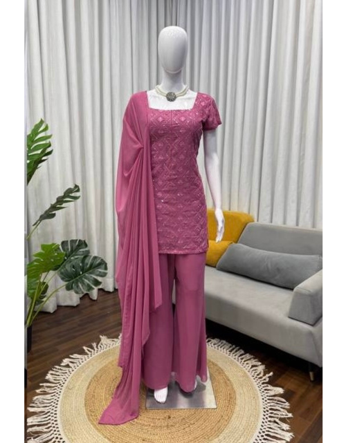 Load image into Gallery viewer, Festive Special Georgette Women Kurti Pant Dupatta Set mahezon
