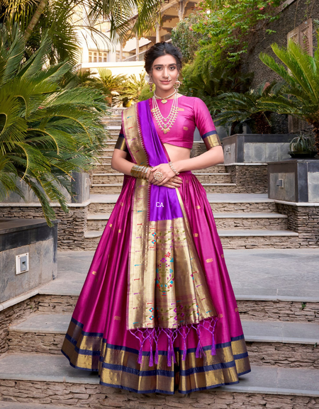 Paithani Women’s Lehenga Choli Dupatta for Wedding Reception Party mahezon