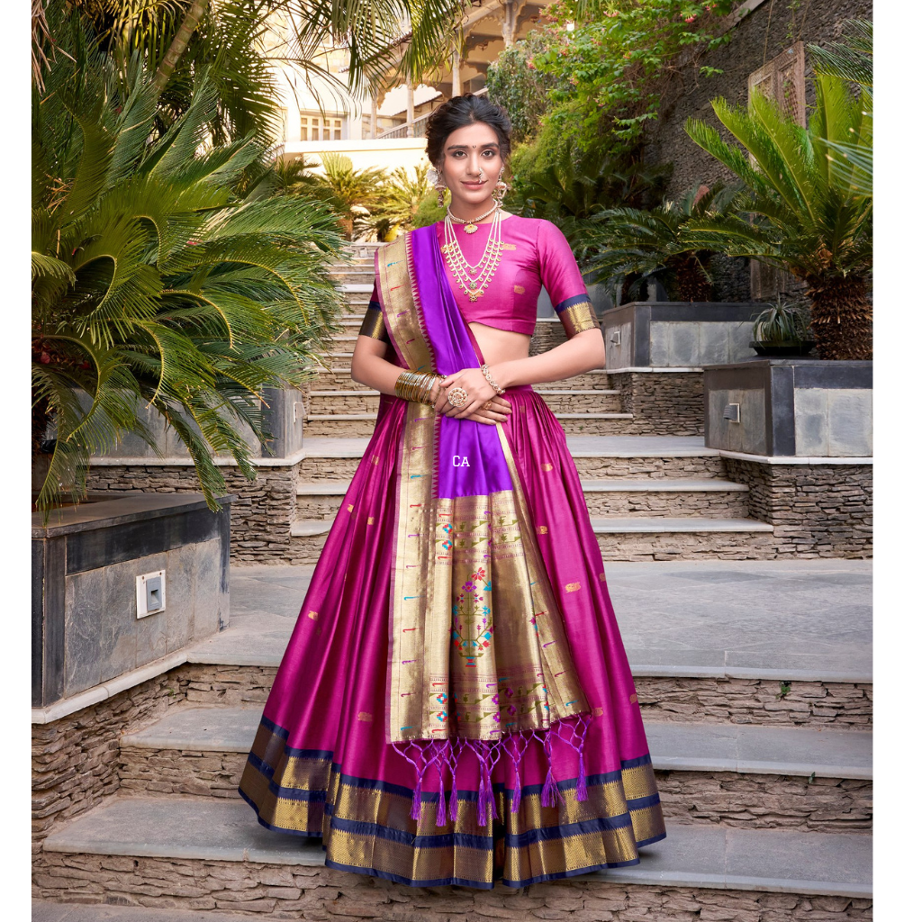 Paithani Women’s Lehenga Choli Dupatta for Wedding Reception Party mahezon