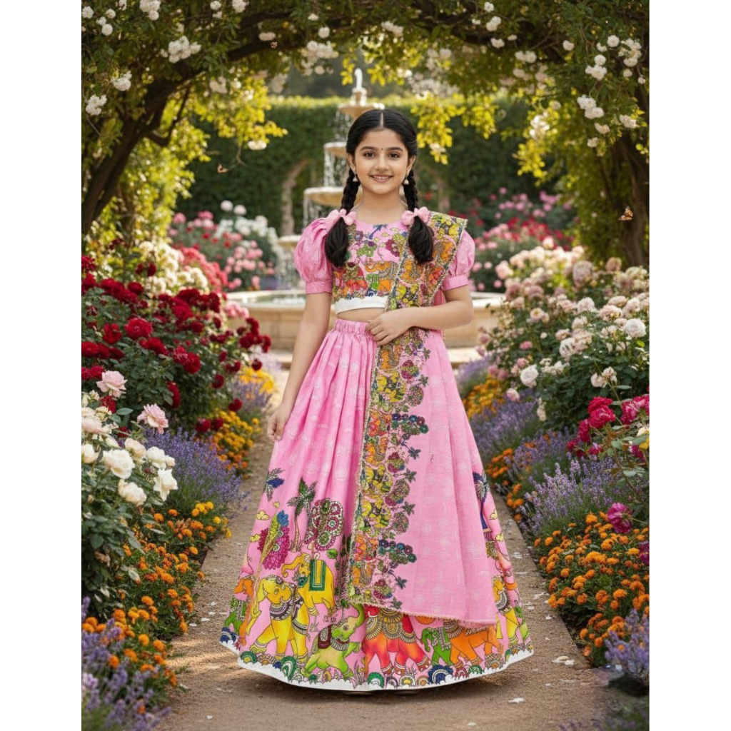 Stylish Traditional Girl Kids Lehenga Blouse Dupatta mahezon