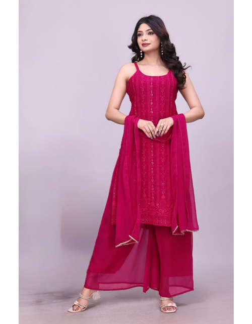 Load image into Gallery viewer, Wedding Embroidered Kurti Sharara Dupatta Dress Mahezon
