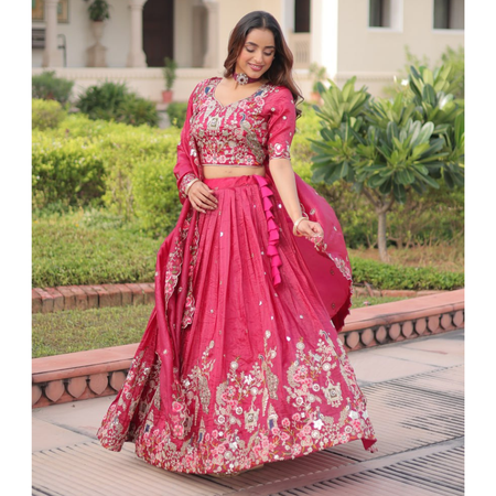 Wedding Embroidery Women Lehenga Blouse Dupatta mahezon