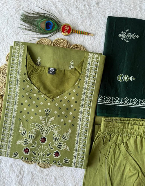 Load image into Gallery viewer, Cotton Women Kurti Pant Dupatta Set mahezon
