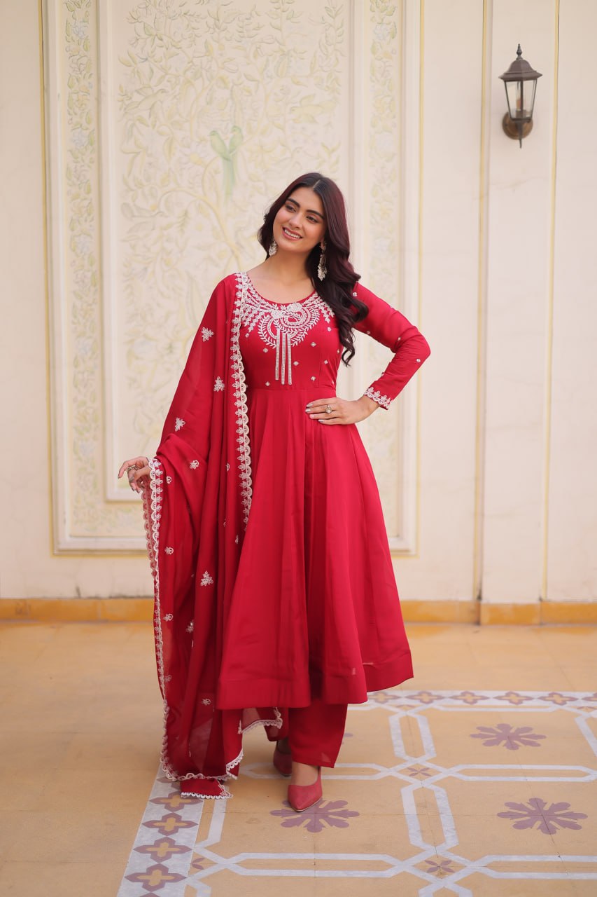 Premium Ready Made Designer Women Gown Pant with Dupatta Suit mahezon