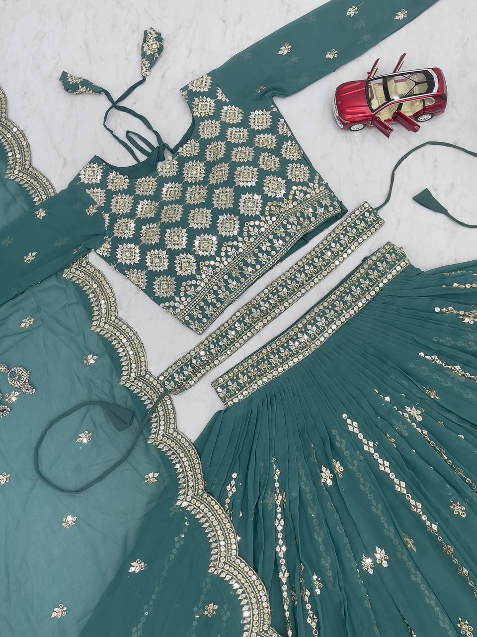 Festive Designer Ethnic Embroidery Sequence Women Lehenga Choli Dupatta mahezon