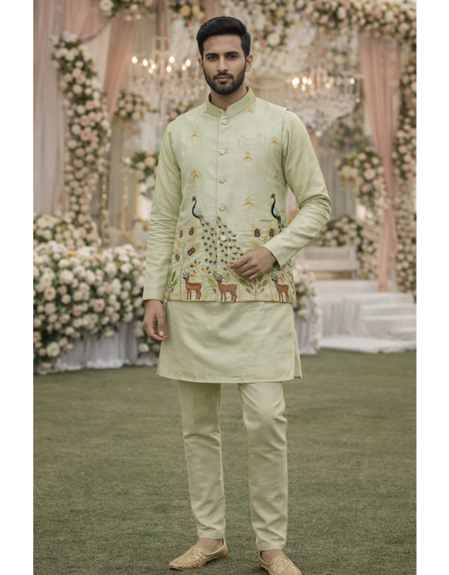 Load image into Gallery viewer, Festive Premium Men’s Kurta Pajama Jacket Set
