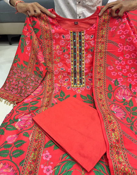 Premium  Muslin Women  Kurti Pant Dupatta  Suit mahezon