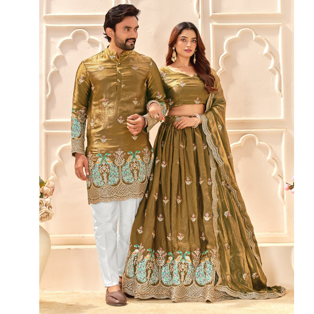 Premium Wedding Wear Embroidery Couple Wear Same Matching Outfits Set Mahezon