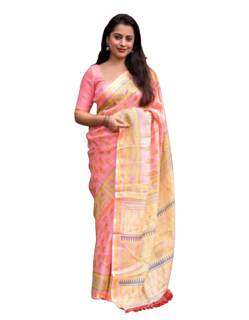 Load image into Gallery viewer, Printed Kota Silk Pink Party wear Women&#39;s Saree mahezon
