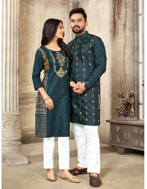 Load image into Gallery viewer, Pure Cotton Same Matching Couple wear Outfits Blue mahezon
