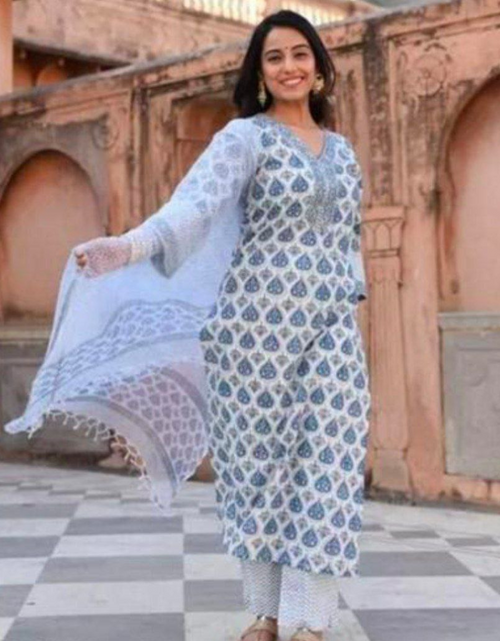 Load image into Gallery viewer, Pure Cotton Kurta set with Dupatta for Women mahezon
