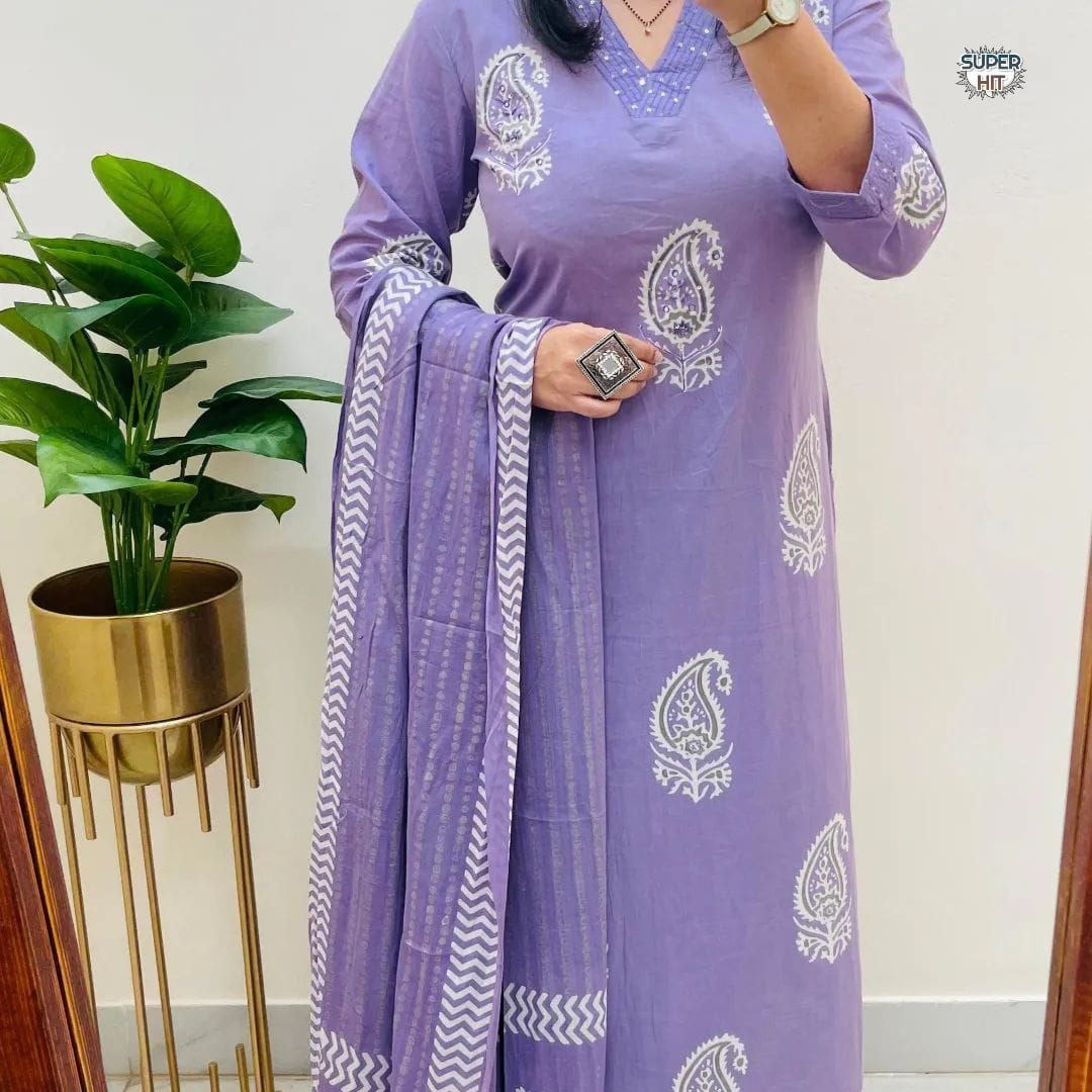 Diwali Purple Women's  Kurta Pant Dupatta Suit Set mahezon