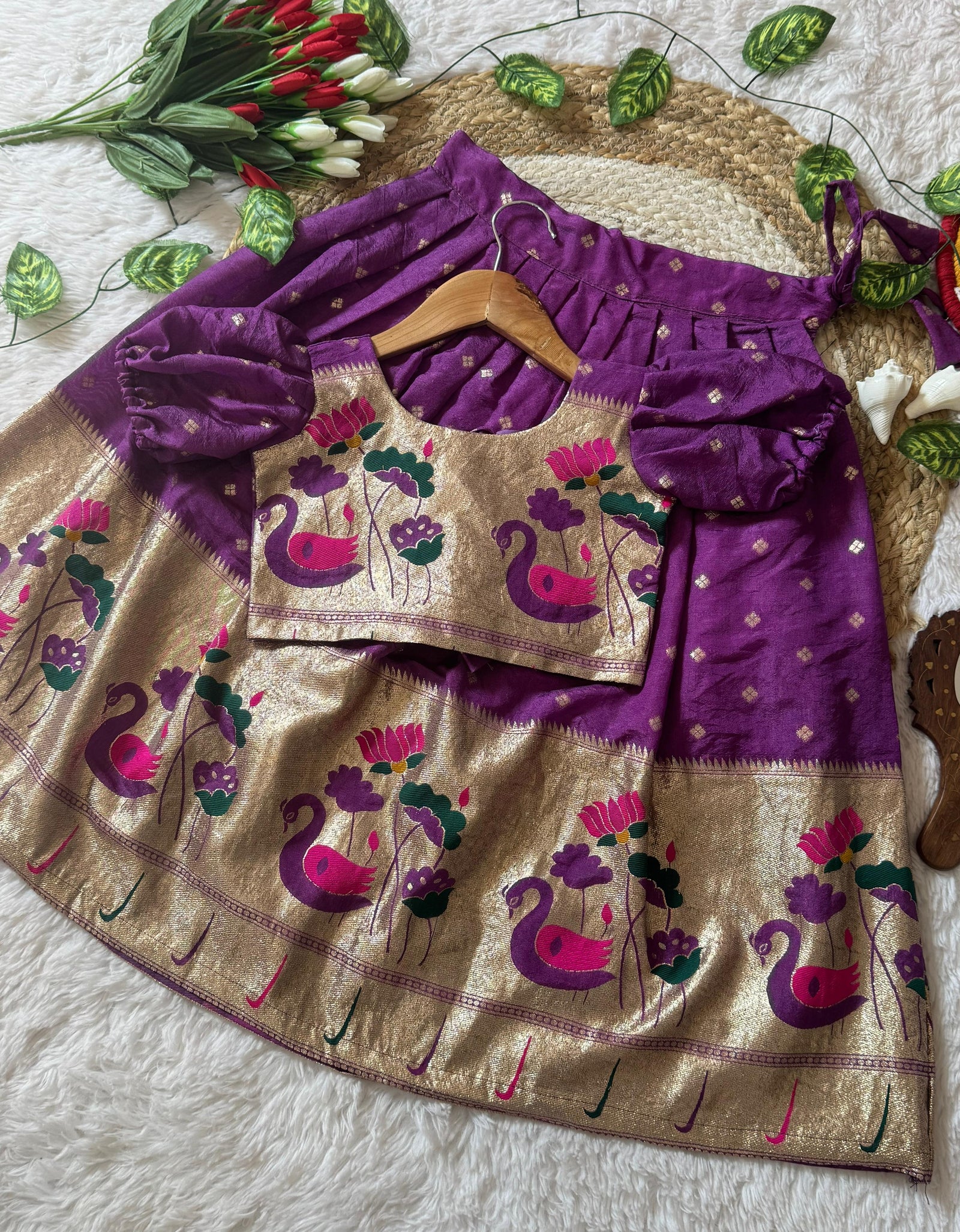 Festive Paithani Kids Girl Lehenga Choli Set mahezon