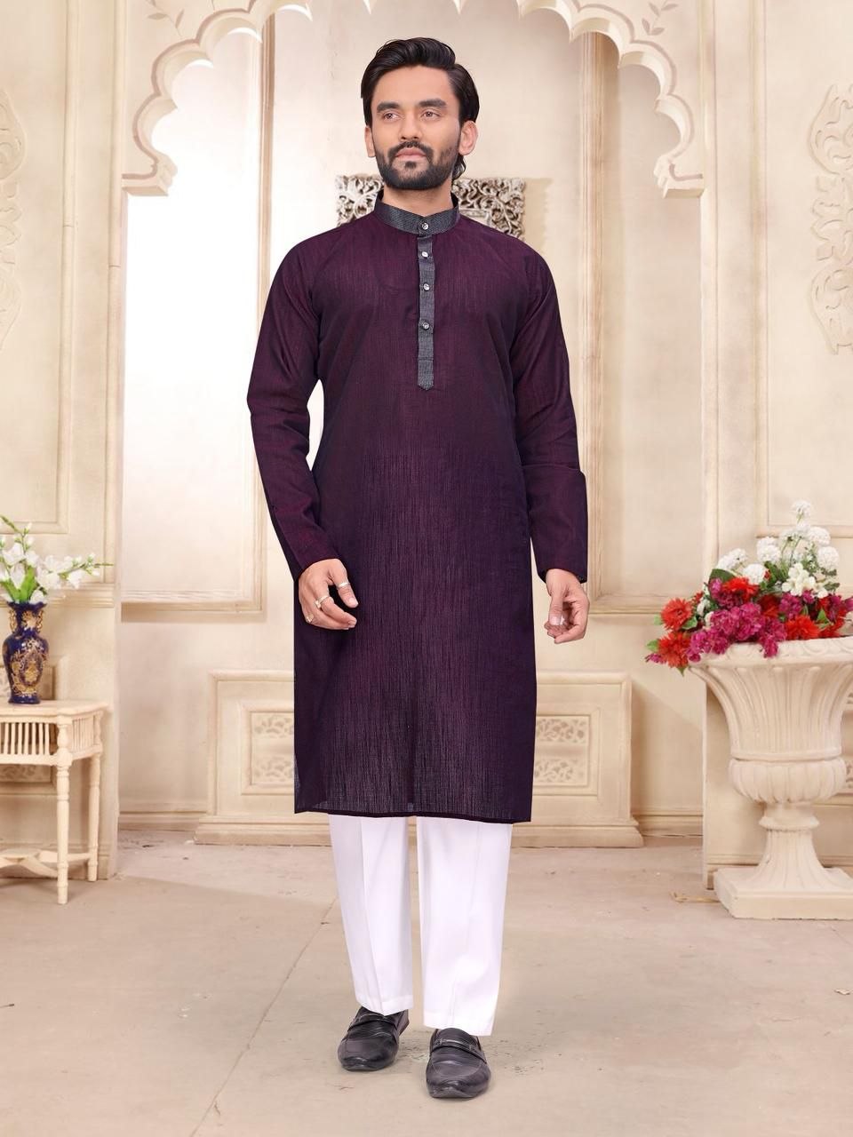 Traditional Indian Couples Same Matching Men Kurta Pajama and Women Saree Blouse Outfits Set mahezon