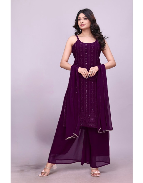 Load image into Gallery viewer, Wedding Embroidered Kurti Sharara Dupatta Dress Mahezon
