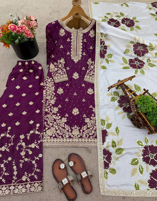 Load image into Gallery viewer, Wedding Wear Women Top Palazzo Dupatta Suit Dress Royal Export
