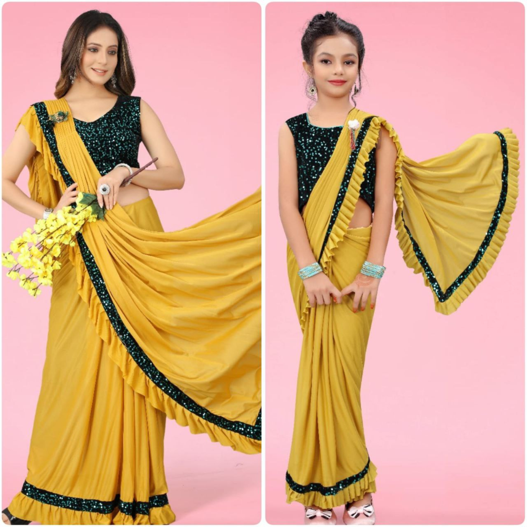 Ready to Wear Mother and Daughter Same Matching Saree Party Wear mahezon