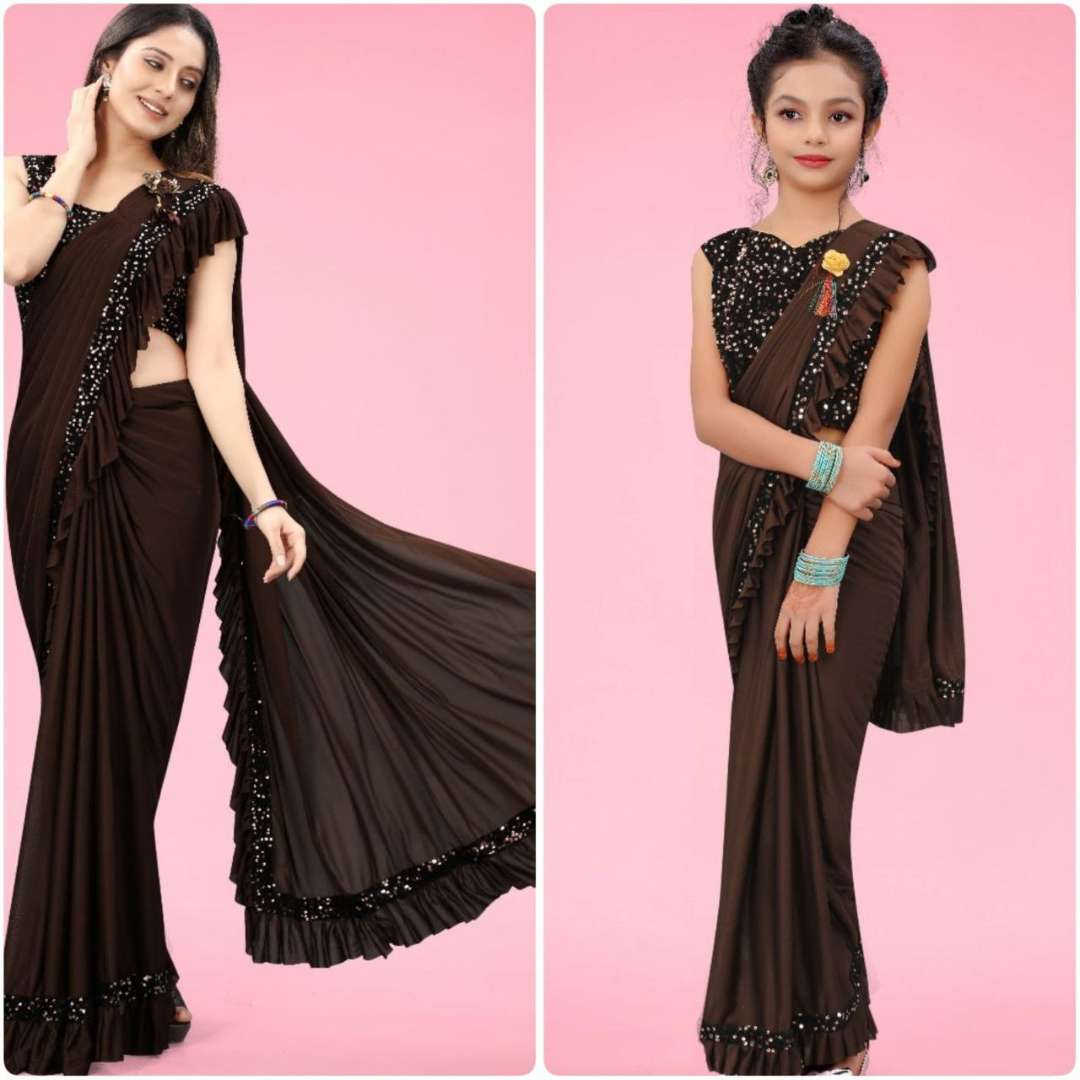 Ready to Wear Mother and Daughter Same Matching Saree Party Wear mahezon