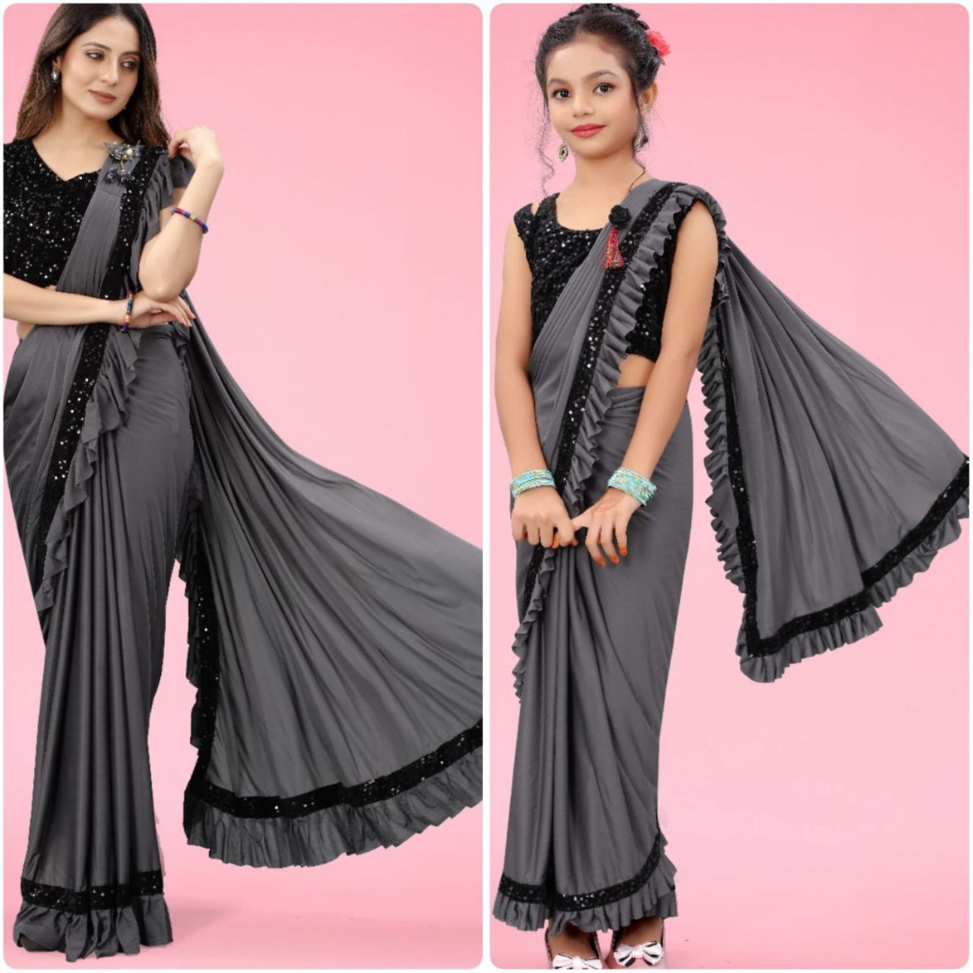 Ready to Wear Mother and Daughter Same Matching Saree Party Wear mahezon