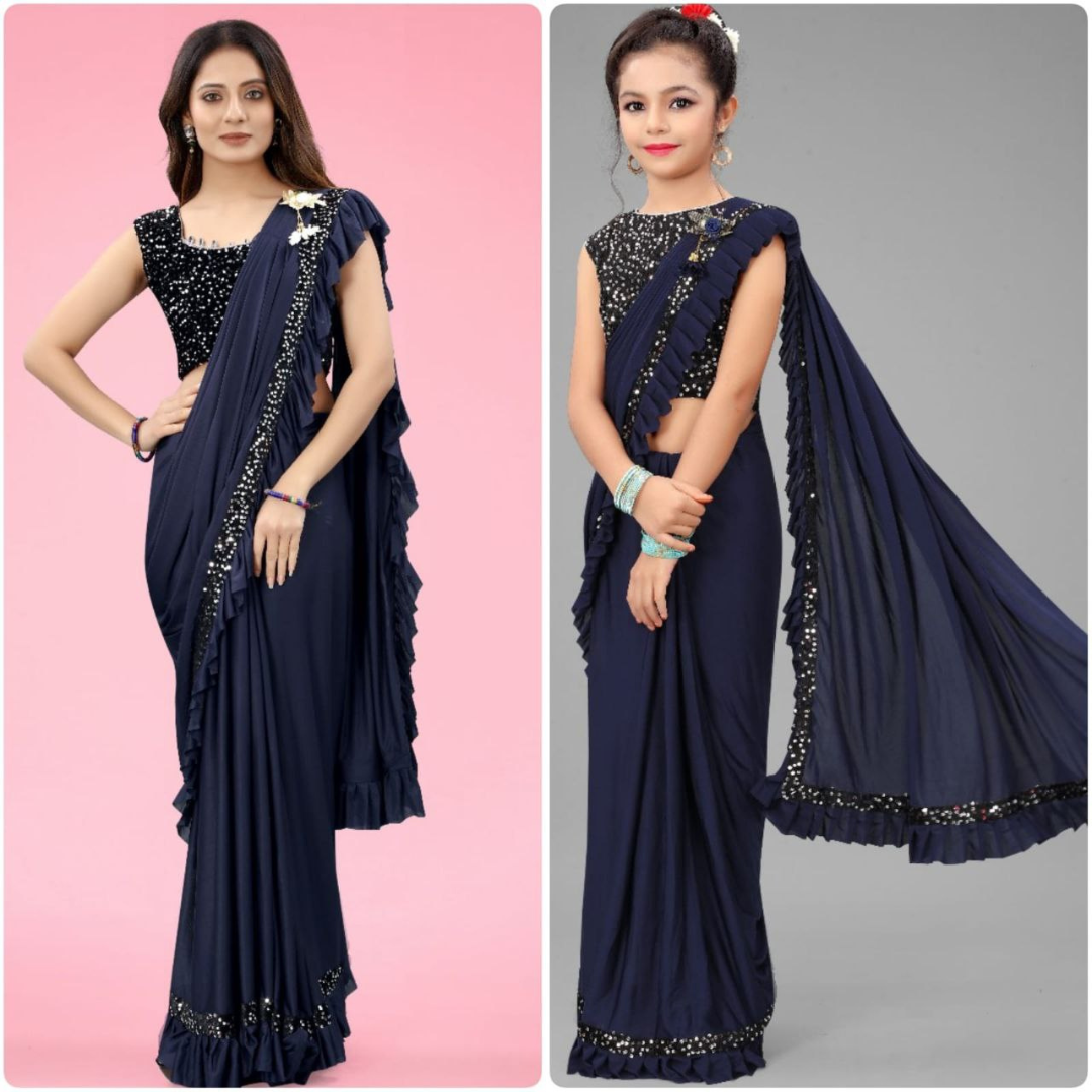 Ready to Wear Mother and Daughter Same Matching Saree Party Wear mahezon