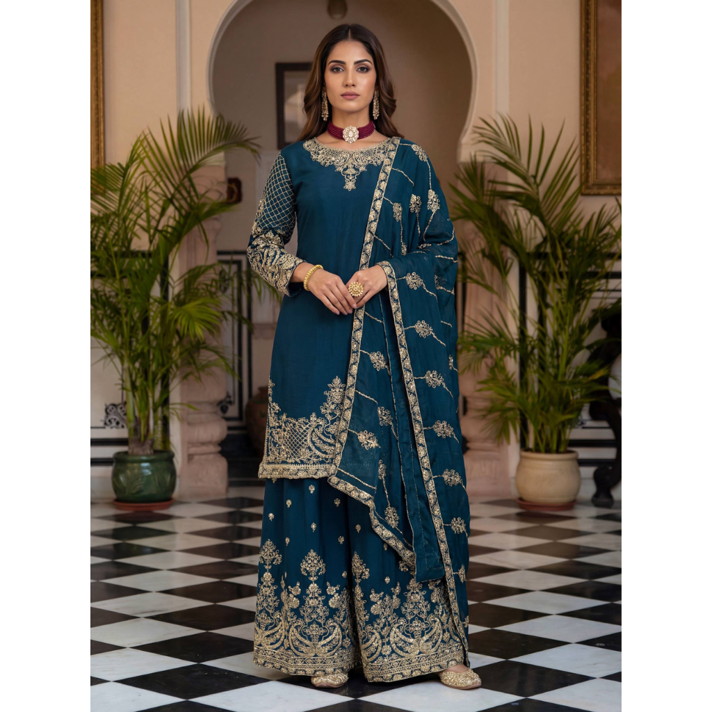 Ready Made Festive Silk Kurti  Pant with Dupatta Suit mahezon