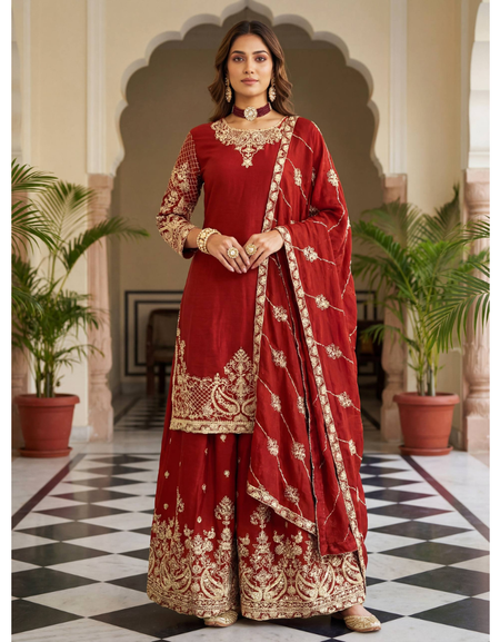 Ready Made Festive Silk Kurti  Pant with Dupatta Suit mahezon