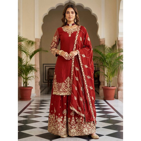 Ready Made Festive Silk Kurti  Pant with Dupatta Suit mahezon