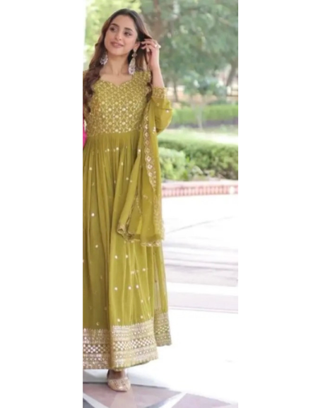 Ready to Wear Designer  Embroidery Work Gown with Dupatta Set Fully Stitched mahezon