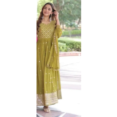 Ready to Wear Designer  Embroidery Work Gown with Dupatta Set Fully Stitched mahezon