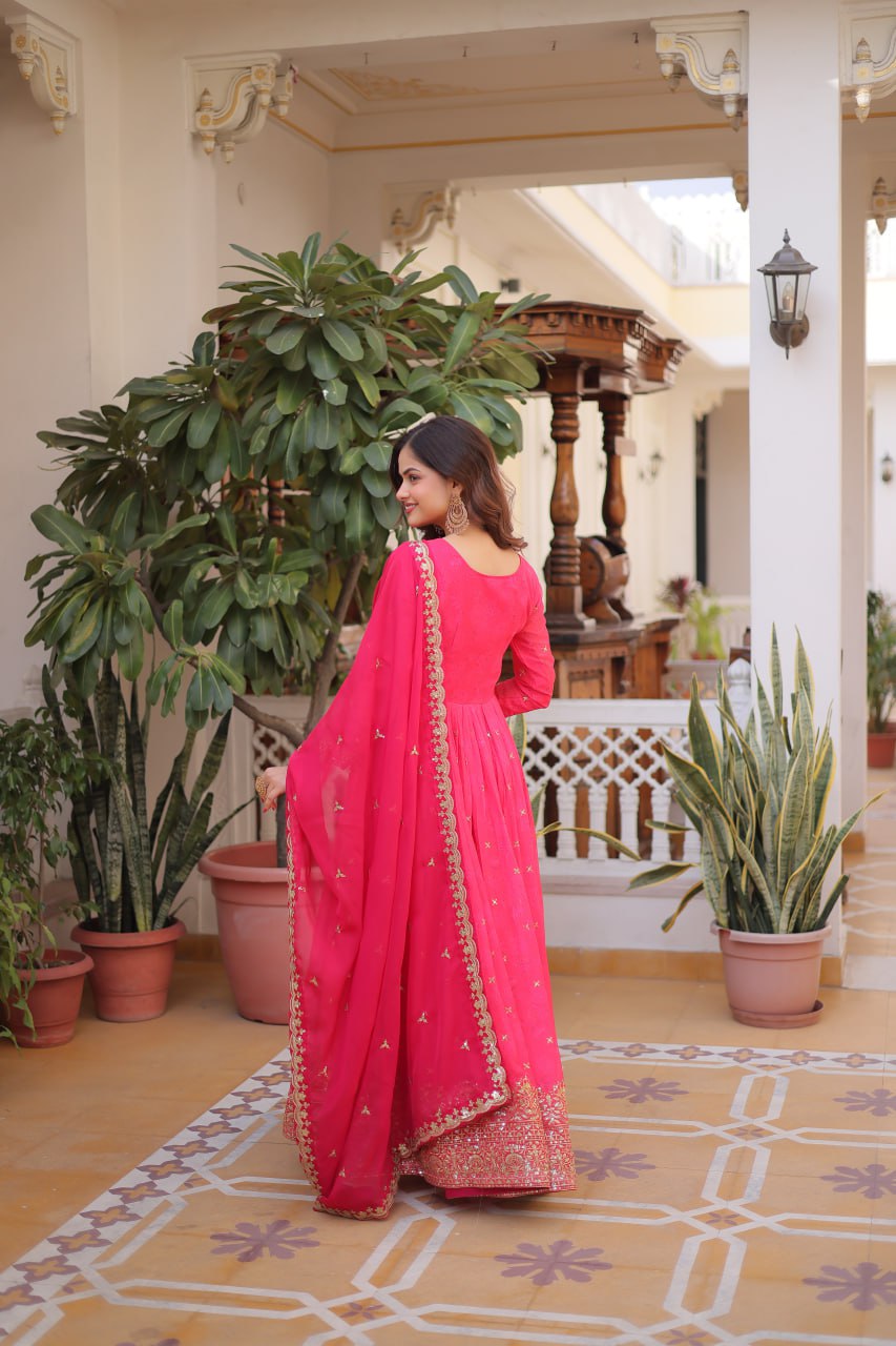 Ready to Wear Embroidery Work Gown with Dupatta Set Fully Stitched mahezon