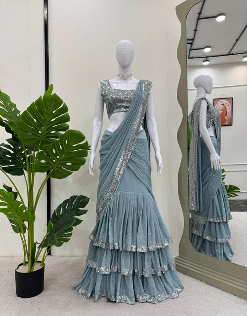 Load image into Gallery viewer, Ready to wear Designer Blue Women&#39;s Lehenga Saree
