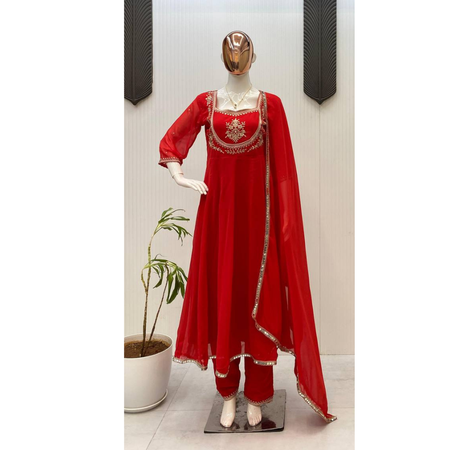 Readymade Embroidery Women Gown Dupatta Dress Mahezon