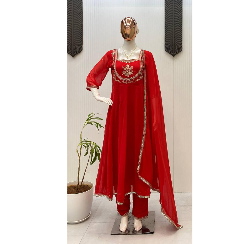 Readymade Embroidery Women Gown Dupatta Dress Mahezon