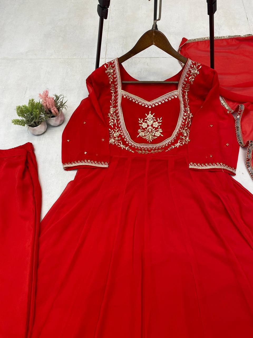 Readymade Embroidery Women Gown Dupatta Dress Mahezon