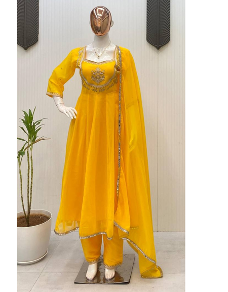Readymade Embroidery Women Gown Dupatta Dress Mahezon