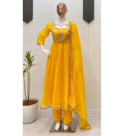 Readymade Embroidery Women Gown Dupatta Dress Mahezon