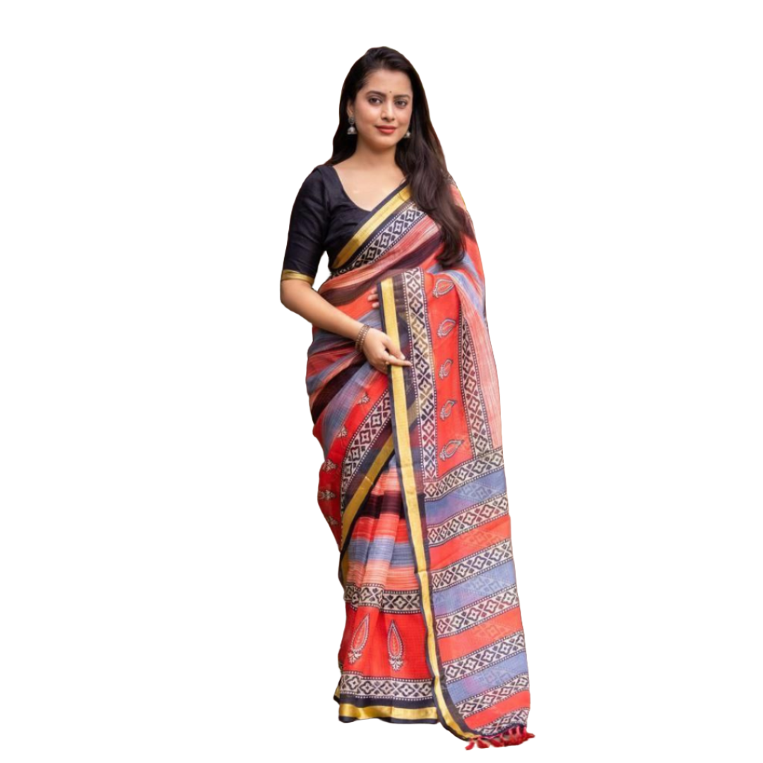 Printed Kanchi Kota Party wear Women's Saree mahezon