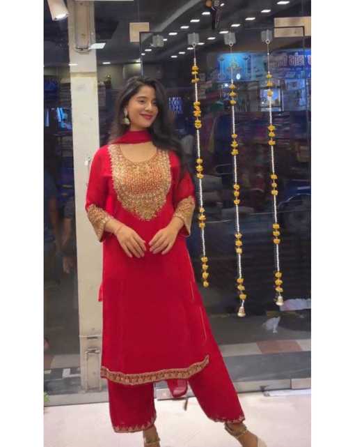 Load image into Gallery viewer, Red Party wear Sequins Women Suit mahezon
