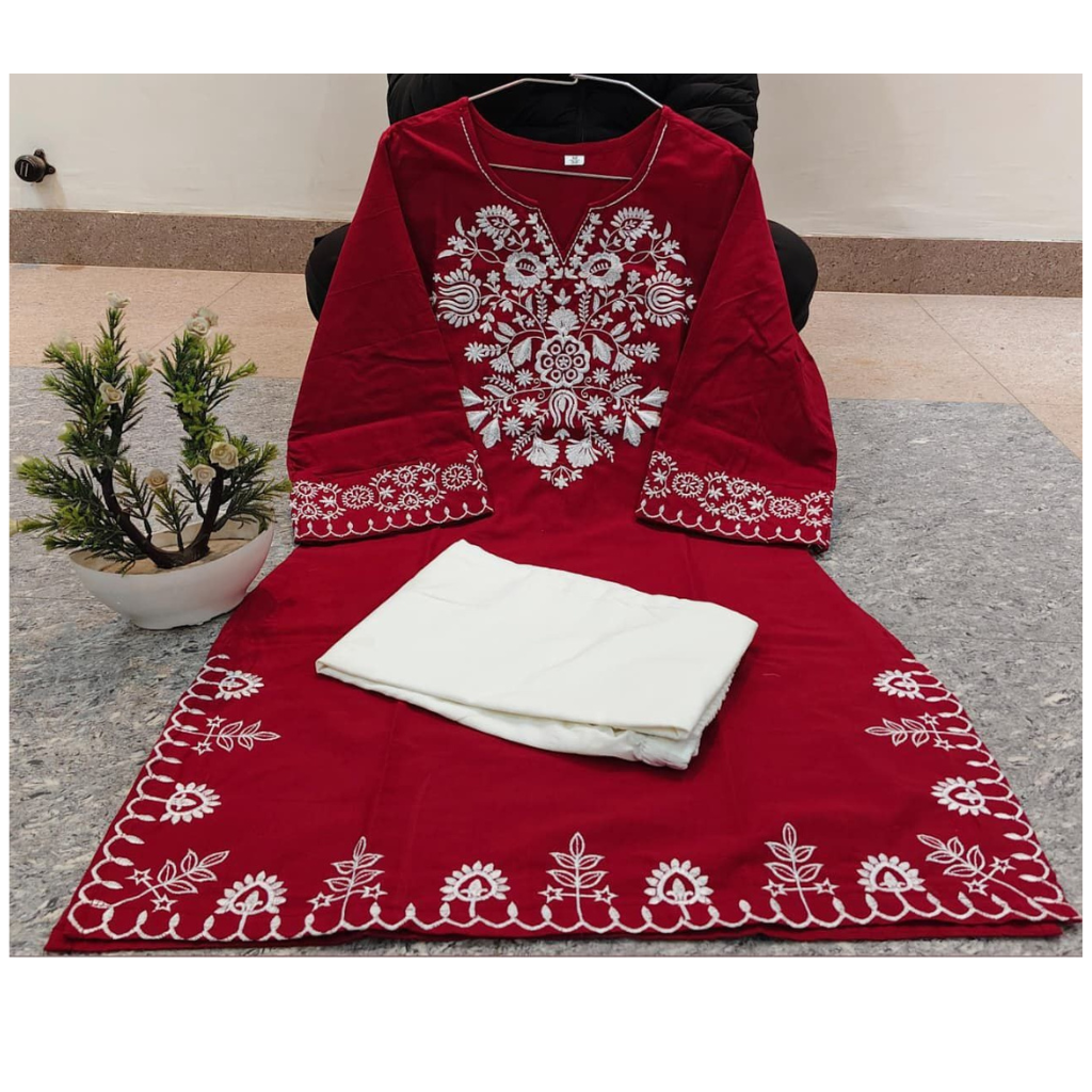 Comfortable Embroidery Cotton Women Co-Ord sets mahezon