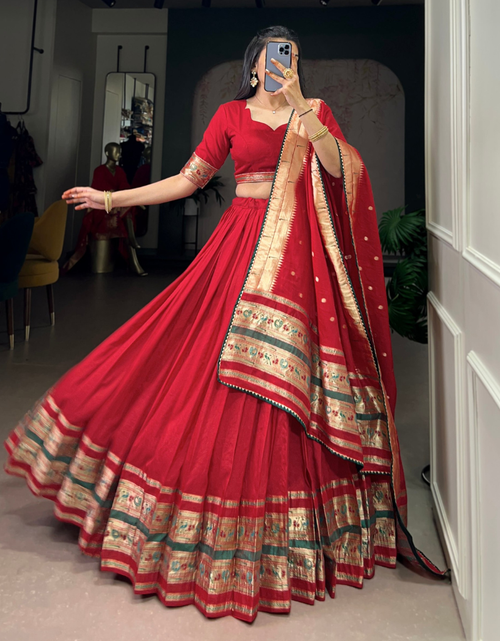 Load image into Gallery viewer, Festive Paithani Women’s Lehenga Blouse Dupatta mahezon
