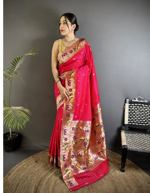 Load image into Gallery viewer, Festive Special Paithani Lichi Silk Saree mahezon
